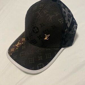 Louis Vuitton Black and Gold Monogram Cap